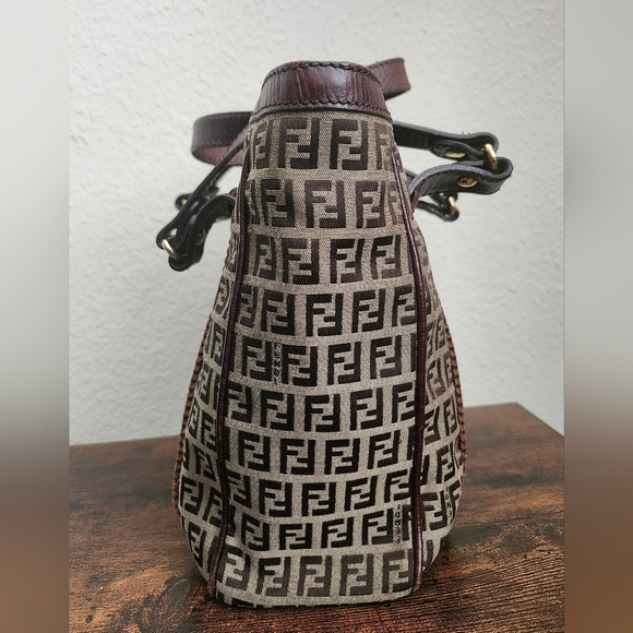 Fendi Brown Zucchino Canvas and Leather Tote - Picture 4 of 14